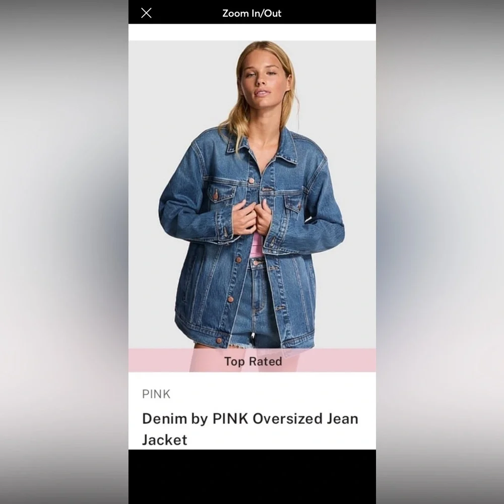 NWT Denim by PINK Victoria’s Secret Oversized Jean Jacket - Picture 5 of 5